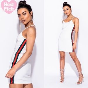 🎉HP🎉 White Bodycon Mini Dress With Side Stripes